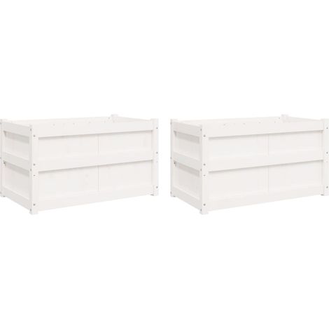 Maison Exclusive - Pflanzkübel 2 Stk. Weiß Massivholz Kiefer