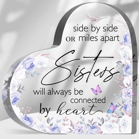 Plaque cœur en acrylique, souvenir familial pour papa maman sœur（15 cm) (1/4)