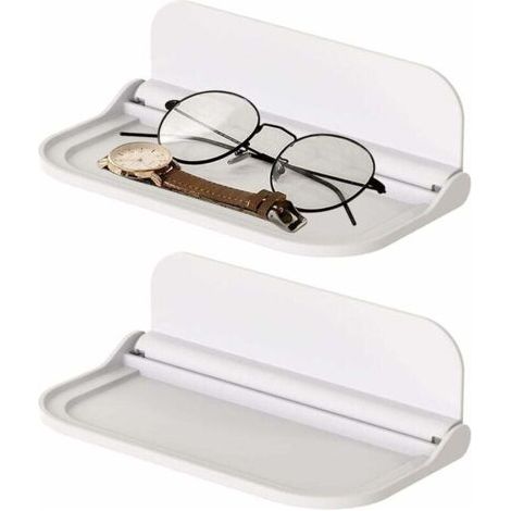 VtiziklEtagere Murale Blanche Lot de 2,(18x11cm, S)Etagere Murale sans percage Etagere Salle de Bain Agrandissez Facilement Les pour Chambre, Salle de Jeux, Salle de Bain, Salon,Bureau (1/5)