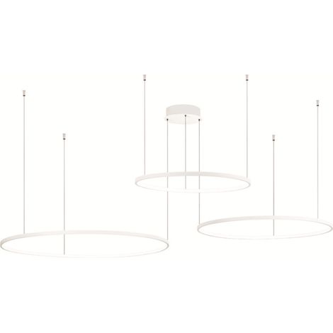 Lampada a sospensione a Led SOEL 3 Luci in metallo verniciato 200 cm BIANCO (1/3)