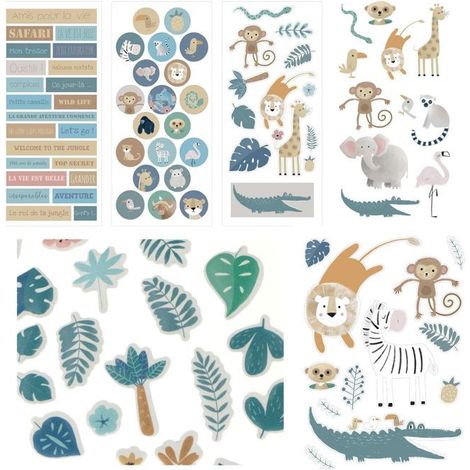 6 feuilles de stickers safari (1/4)