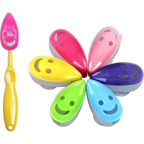 Porte-brosses à dents portable avec 8 couvercles et base à ventouse, 6 couleurs [JUN] (1/5)