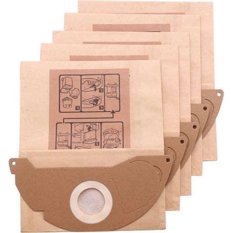 Lot de 5 sacs à poussière en papier pour aspirateur KARCHER WD2250 A2004 A2054 MV2 (1/5)