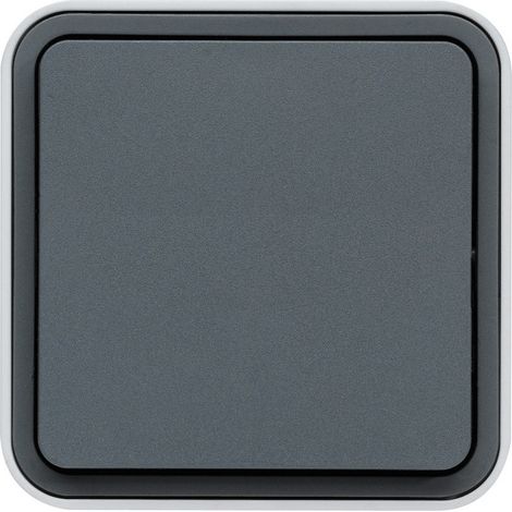 Hager – Poussoir étanche complet en saillie – IP55 – Raccordement Quickconnect sans vis – Couleur gris (1/5)