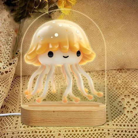 Veilleuse en forme d'arc avec méduse cartoon mignonne Lampe LED 7 couleurs Décoration chambre bébé Cadeau naissance (1/5)