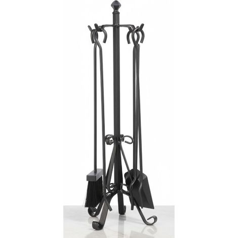 Juego de Accesorios para Chimenea de Hierro Forjado 66 cm antracita Utensilios para Limpieza de Estufas y Chimeneas (1/5)