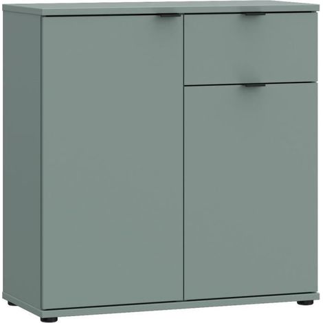 Buffet moderne 2 portes 1 tiroir – Finition sauge – Dimensions 80,1 x 34,1 x 82,3 cm – Panneaux de particules – Pour rangement optimisé (1/5)