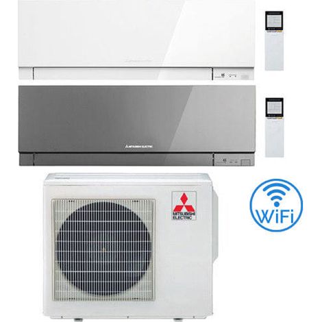 Klimaanlage Mitsubishi Kirigamine Zen Wifi White and Silver Dual Split Inverter 9000 + 12000 BTU mit U.E. MXZ-2F42VF3 Klasse A+++ /A++ NEU