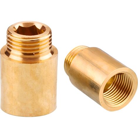 Mamelon double G1/2" (Ø 20mm) laiton mâle,4 pièces hexagonal G1/2"M/M,Raccord de jonction 2 x M Raccord fileté,Double mamelon Raccords en convient pour l'eau potable Rallonge Robinet G1/2 25 mm (1/5)
