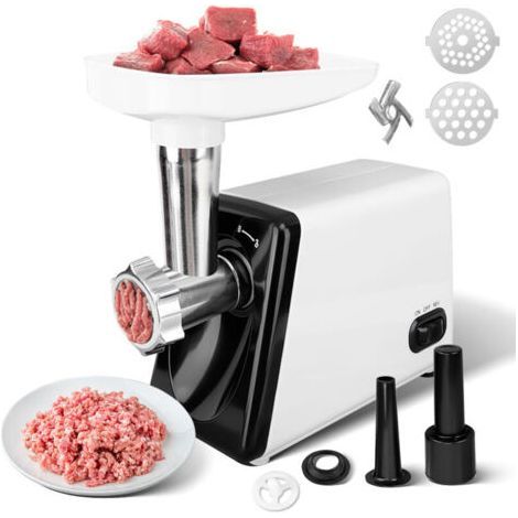 2500W Mincer, Electric Meat Grinder Motor, 2 in 1 Meat Grinder with 2 Stainless Steel Grinding Plates, Kubbe and Sausage Attachment, for Fast Grinding (1/4)