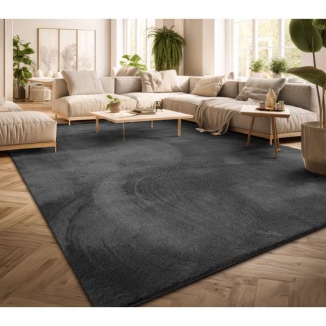 Wohnzimmer Kurzflor Einfarbig Modernes Design Waschbar 200 cm x 280 cm x 14 mm Anthrazit Rechteckig (1/5)