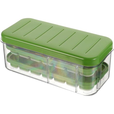 Bac à Glaçons en Silicone Vert avec Couvercle, Facile Démouler et (1/5)