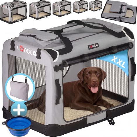 CADOCA® Hundetransportbox faltbar Katzentransportbox Transportbox Autobox Hundebox Box versch. Größen Farbwahl  XXL - Grau