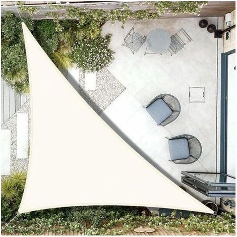 Kaelt - Voile d'ombrage Imperméable Triangulaire 4x4x5,65m Toile Ombrage UV Protection pour Terrasse Jardin Extérieur-Crème (1/5)