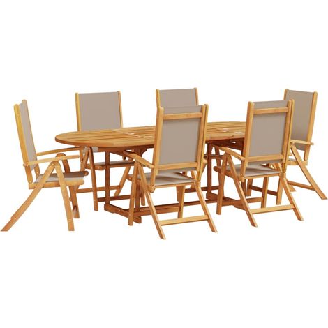 Set Pranzo da Giardino 7pz Legno Massello di Acacia e Textilene vidaXL (1/5)