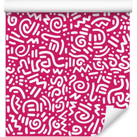 Carta da parati con motivo geometrico rosa cipria e viola 50x1000 cm (1/5)
