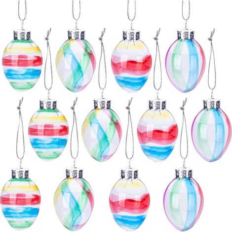 Oeuf De Pâques En Verre - Décoration Pour Arbre De Printemps - Intérieur Et Extérieur - Lot De 12 (1/5)