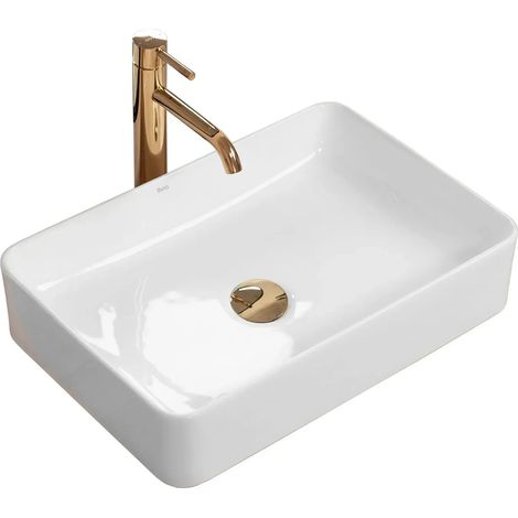 Avia Rechteckiges weißes Aufsatzwaschbecken ohne Überlauf 50x34cm Weiß Rea (1/5)