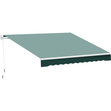 Tenda da Sole a Bracci 2.5x2m Avvolgibile Manuale in Alluminio e Poliestere Verde