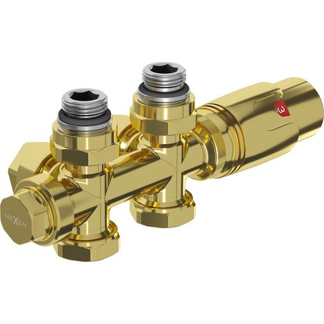 Mexen G00 conjunto termostático angular/recto, Duplex, DN50, dorado - W908-900-50 (1/3)