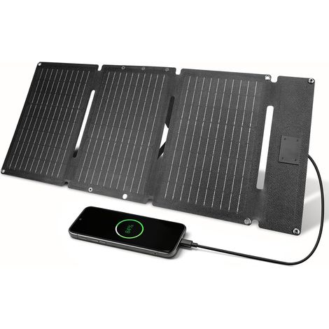 Chargeur Solaire 30W Portable avec Adapté au camping en Plein Air Étanchéité IP65, USB-C et USB-A ports, Compatible avec Smartphones, Batteries Externes et Appareils Photo (1/5)