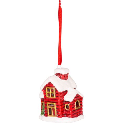 Dekoration MagicHome Weihnachten, Häuschen, LED, Terrakotta, hängend, 5,5x5x7,2 cm (1/4)