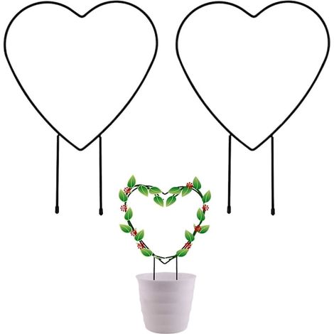 Supports pour plantes grimpantes en forme de cœur, 31 cm, acier thermolaqué noir, de la marque AquaForge. (1/5)
