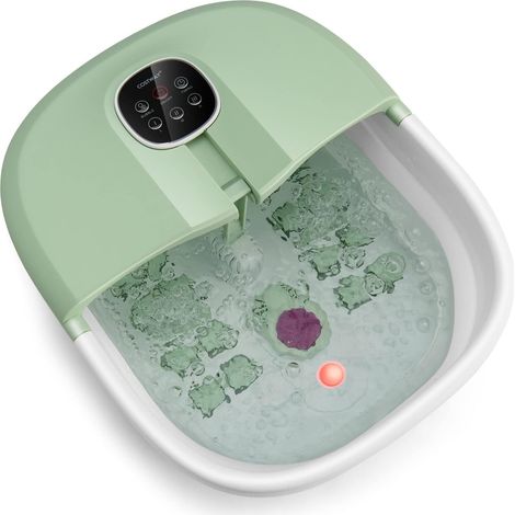 COSTWAY Masajeador Plegable para Pies con Calentamiento/Cubeta Pediluvio con Mando, Masaje con Burbujas, Masaje con Rodillo, Caja, Piedra Pómez y 3 Temperaturas Regulables (Verde) (1/5)