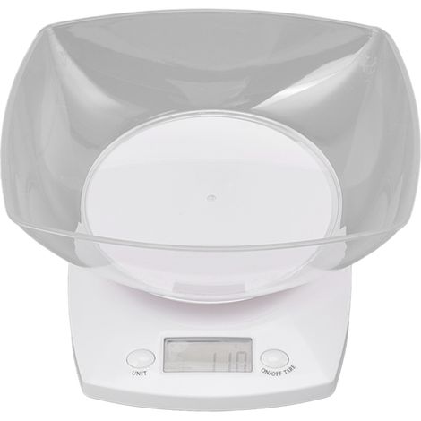 Balance de cuisine numérique 5 kg, unités de mesure : onces, livres, onces (G, OZ, LB), avec bol pour mesurer le poids des aliments.