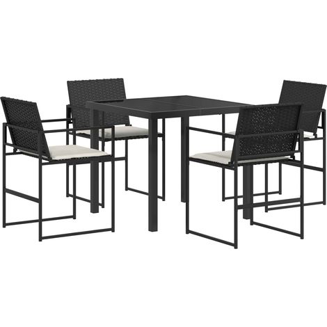 vidaXL Garden Dining Set 5 pcs Black and Cream Poly Rattan (1/4)