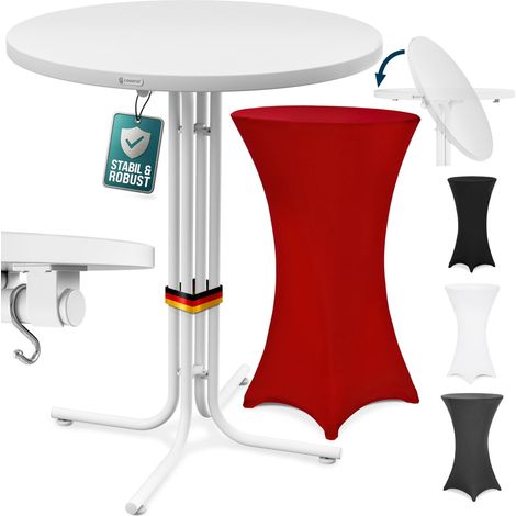 CASARIA® Round Bar Table with Slip Cover  110 High  70/80cm Diameter  Foldable & Easy To Transport  Powder Coated Metal  Stable Bistro Bar Party Table  Weatherproof  Bordeaux-Rot (de)