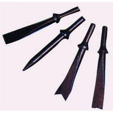 Vigor-blinky Set 4 Scalpelli per Martelli ad Aria Compressa Gambo Cilindrico 3-4'' 125 mm