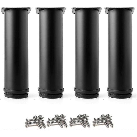 Pieds de table noirs réglables, 50 mm de haut, épais, adaptés aux armoires, tables, meubles, etc., en acier inoxydable, hauteur réglable de 0 à 15 mm, livrés avec un support en acier inoxydable. (1/5)