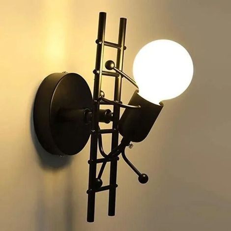 Bardusch-Applique Murale Intérieur Design E27 Lampe Murale Humanoïde Contemporain en Métal Noir (1/4)