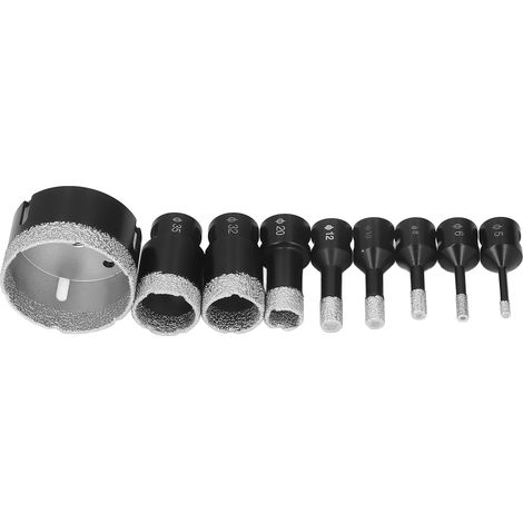 9-teiliges Diamant-Lochsägen-Set M14 für Winkelschleifer, gelötete Diamantbohrer in den Größen 5, 6, 8, 10, 12, 20, 32, 35 und 68 mm für Glas (1/5)