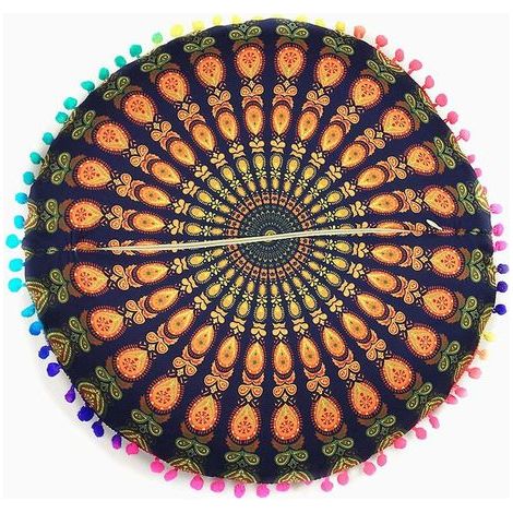Rundes Bodenkissen – Dekorativer Kissenbezug für Meditation und Entspannung – 60 cm Durchmesser – 1 Stück (1/5)