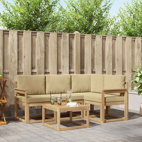vidaXL Conjunto de sofás de exterior 5 uds. y Beige (1/5)