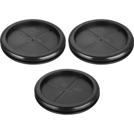3Pcs Passe-Fils en Caoutchouc 2-4/8" (63mm) Trou de Perçage, 2-1/4" (58mm) ID Bouchons de Trou à Double Face Anneau de Joint pour Pare-Feu Câble de Protection de Fil, Noir (1/5)