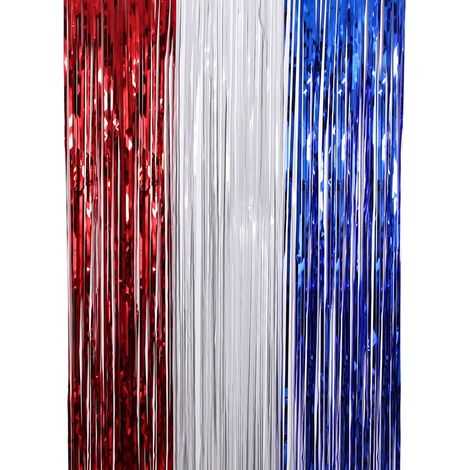 Rideau Décoratif Pour Fête Nationale - 3 Couleurs Bleu Argent Rouge - Arrière-plan Photo Booth - 33 cm de Largeur - Lot de 3 (1/5)