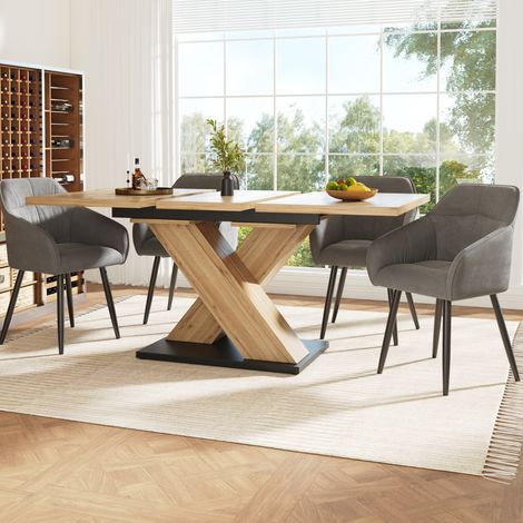 Mesa de comedor extensible 119-158,5 x 80 x 75 cm MDF color madera natural HAVRYA (1/5)