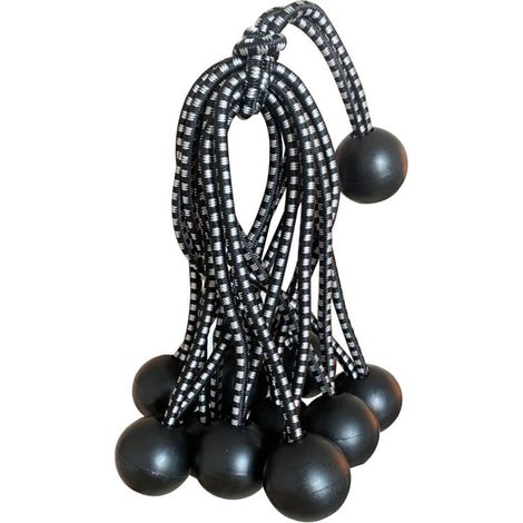 25 corde elastiche in gomma professionali con sfera (nere, 150 mm) per tende, teloni e poster. Corda elastica per teloni, cinghia elastica, supporto per teloni, gomma per teloni, corda elastica in gom