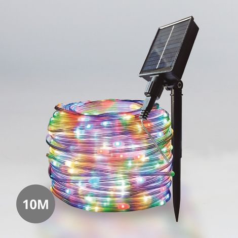 Guirlande lumineuse solaire à LED de 10 m avec 8 fonctions RVB