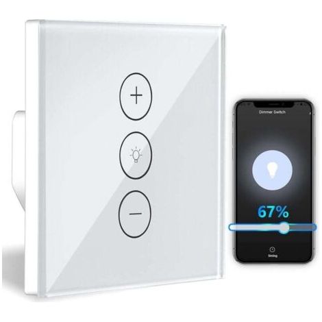 Gradateur, variateur de lumière WiFi à fonction de pourcentage avec fonction de minuterie, variateur d'éclairage encastré à commande vocale WLAN