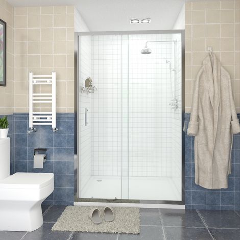 NRG Sliding Shower Enclosure Door Walk In Glass Screen 1300 x 1900mm (1/5)