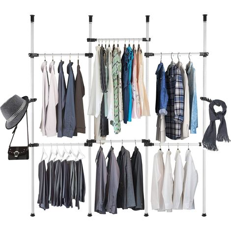LYCXAMES Kleiderständer, Erweiterbar, Teleskop-Garderobenständer 6 Stangen, DIY Kleiderschrank Höhenstütze, Stehend Zum Aufhängen Von Kleidung Breite (230-330cm) X Höhe (246-300cm) (1/5)
