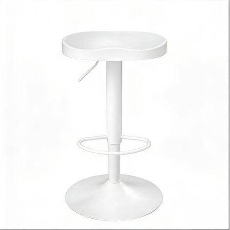 Tabouret de bar pivotant en bois naturel avec repose-pieds, blanc, hauteur réglable 60-81 cm (1/5)