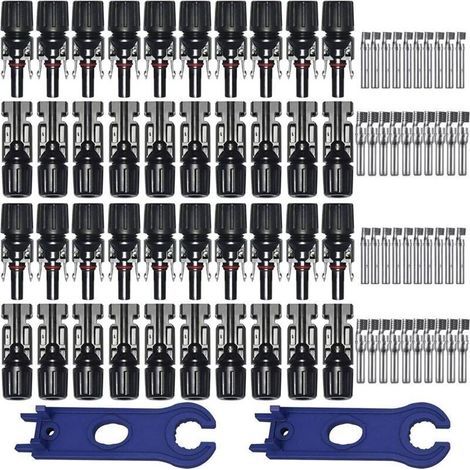 20 Paar MC4-Solar-Photovoltaik-Steckverbinder, Stecker/Buchse, wasserdichte Doppelringdichtung, für Photovoltaik-Solarmodulkabelzubehör (1/5)