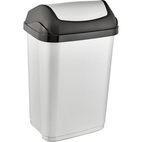 Bin Poubelle Plastique Argent/Anthracite 25 L (1/5)
