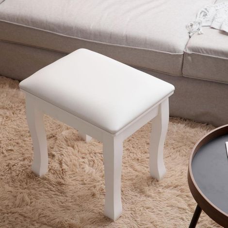 MEUBLIV Taburete de tocador 43x33x45 cm blanco, asiento acolchado, sin respaldo (1/5)