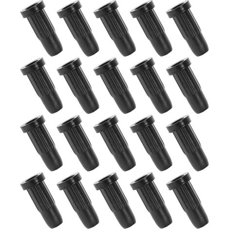 Lot de 20 housses PP noires pour roulettes pivotantes tige 8x38 mm, protection sols et fixation sécurisée